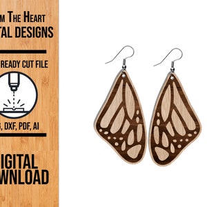 Butterfly Wing Earring Laser Cut SVG File, Glowforge Earring Cut File