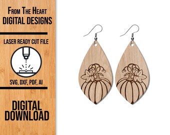 Autumn Pumpkin Earrings SVG, Fall Pumpkin Earrings SVG, Glowforge Laser SVG, Laser Cut File, Laser Earring File, Glowforge Earrings