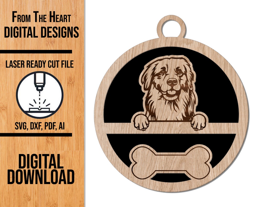 Golden Retriever Dog Breed Ornament SVG Template, SVG Cut File ...