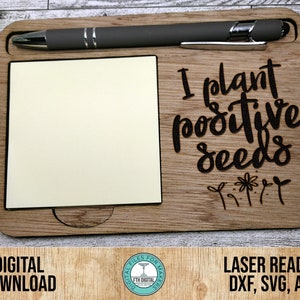 Positive Affirmation Sticky Note Pad Holder SVG Laser Cut File, Sticky Note Pad Holder SVG, Glowforge Cut File, Note Pad Holder