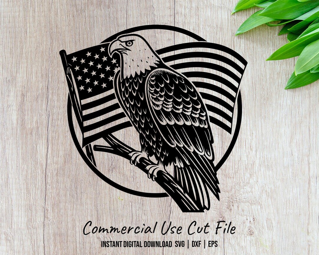 Bald Eagle SVG File - Patriotic Eagle With USA Flag Design, SVG Cut ...