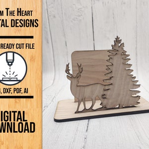 Hirsch Serviettenhalter Laser geschnitten SVG-Datei, Natur Serviettenhalter, Hirsch & Baum Serviettenhalter SVG, Glowforge Dateien SVG, Tischdekoration