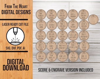 Fichas de atividades de contagem regressiva de Natal SVG: fichas de Natal cortadas a laser (download digital)