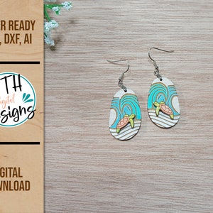 Sea Turtle Earrings SVG Laser Cut File: Layered Design (Digital Download)