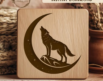 月に向かって遠吠えするオオカミのシルエット、オオカミのクリップ