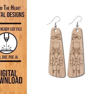 Arquivo de corte a laser SVG de quebra-nozes, quebra-nozes de Natal Glowforge Laser SVG, arquivo de corte a laser, arquivo de brinco a laser, brincos de quebra-nozes de férias