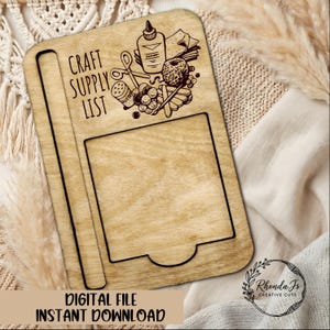 Sticky Note Pad Holder SVG: Craft Supply List Laser Cut File (Digital Download) image 1
