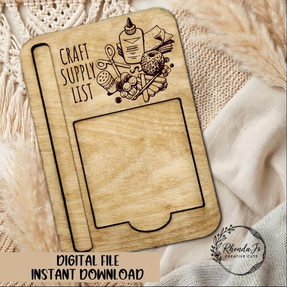 Sticky Note Pad Holder SVG: Craft Supply List Laser Cut File (Digital Download)