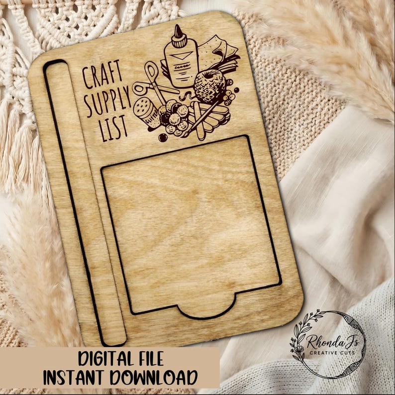 Sticky Note Pad Holder SVG: Craft Supply List Laser Cut File (Digital Download) image 1