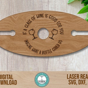 Wine Caddy SVG Laser Cut File / Wine Butler SVG / Glowforge Cut File / Wine Holder Cut File / Digital SVG / Laser Cut File image 1