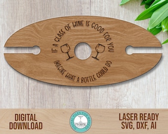Wine Caddy SVG Laser Cut File / Wine Butler SVG / Glowforge Cut File / Wine Holder Cut File / Digital SVG / Laser Cut File
