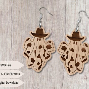 Cowboy Ghost Earrings SVG: Laser Cut File (Digital Download)
