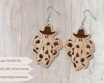 Cowboy Ghost Earrings SVG: Laser Cut File (Digital Download)