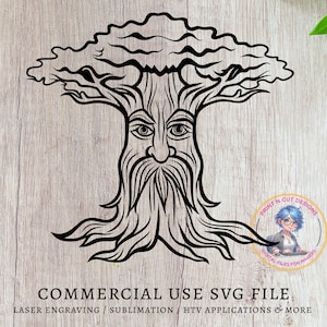 Tree Face SVG File: Ancient Tree Clipart (Digital Download)