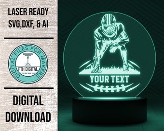 Custom Football Edge Lit Night Light SVG Laser Cut File (Digital Download)