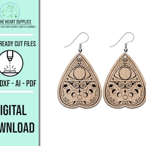 Moon Phase Ouija Planchette Earring Template: SVG Laser Cut File (Digital Download)