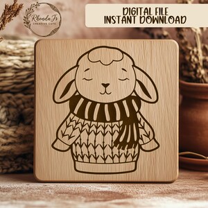 Cute Lamb SVG, Scarf and Sweater, Laser Cut File, Engraving Design, Adorable Sheep, Cricut Vector, Digital Download, DIY Decor * Made with