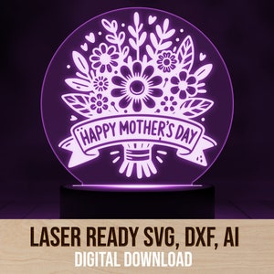 Mother&#39;s Day Night Light SVG Laser Cut File (Digital Download)