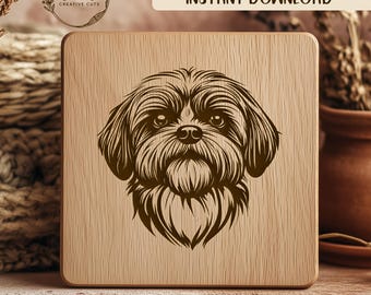 Shih Tzu SVG-lasergravure-bestand, schattige hond vectorkunst, huisdier portret, Cricut gesneden bestand, Instant Download, DIY ambachten, Decor van het huis