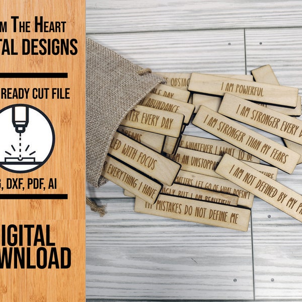 Daily Affirmation Tokens SVG Laser Cut File (Digital Download)
