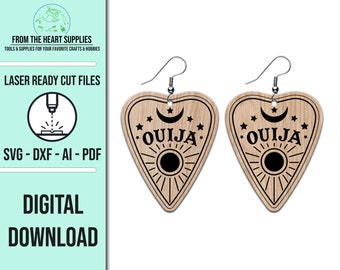 Ouija Planchette Earring Template: Laser Cut SVG File (Digital Download)