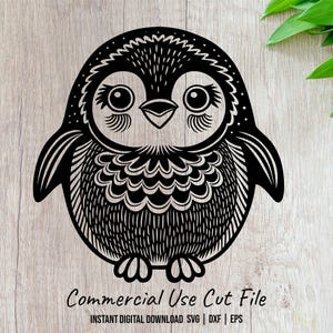 Cute Penguin SVG, Digital Penguin Design, Adorable Animal SVG, diy Craft Supply, Penguin Cut File, Cricut Silhouette SVG