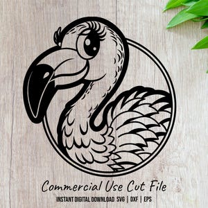 Flamingo Head SVG: Tropical Bird Clipart, Cricut Silhouette (Digital Download)