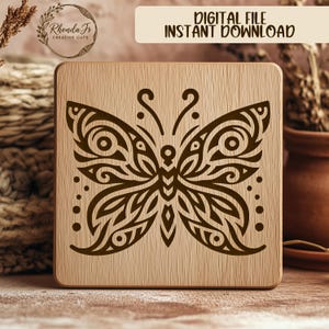 Butterfly SVG File For Laser Engraving, Tribal Insect Design, Decorative Wall Art, Cutting Template, Stencil Pattern, Laser Cut Vector