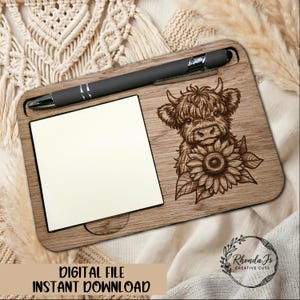Highland Cow Notepad Holder SVG: Farmhouse Laser Cut File (Digital Download)