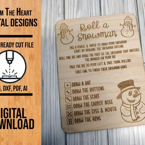 Rollen Sie einen Schneemann Weihnachten Würfelspiel Laser Cut Datei, SVG Schnittdatei, Kinder Spiel Schnittdatei, Glowforge Laser-Datei, Laser Cut Datei, digitale Datei