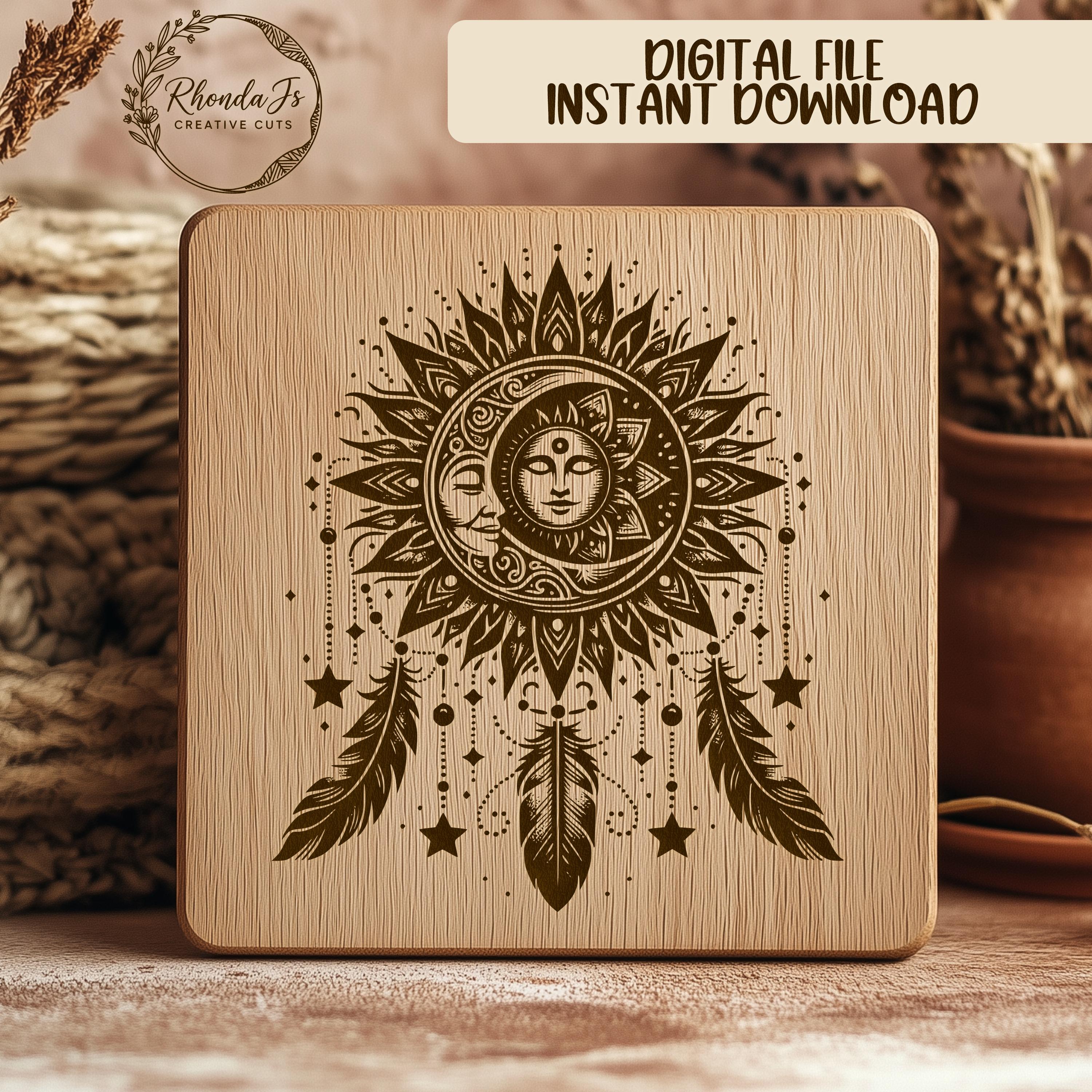Celestial Sun Moon SVG, Dreamcatcher SVG, Laser Engraving File