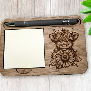 Highland Cow svg uchwyt na notatki samoprzylepne svg natychmiastowe pobieranie plików do cięcia uchwyt na notatki z farmy krowa svg pliki do cięcia laserowego