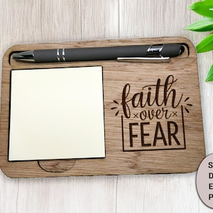 Sticky Notepad Holder Laser SVG File, Faith Over Fear Design, Digital Download, Laser Cut File, DIY Craft Project, Planner Accessory