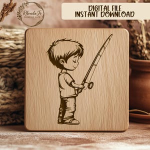 Boy Fishing SVG, Laser Engraving File, Fisherman Design, Kid Angler, Printable Vector, Cricut Cut File, Silhouette, Instant Download