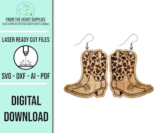 Cowboy Boot Earrings SVG: Laser Cut File (Digital Download)