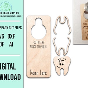 Tooth Fairy Door Hanger SVG Laser Cut File / Tooth Fairy SVG / Glowforge Cut File / Tooth Fairy Cut File / Digital SVG / Laser Cut File