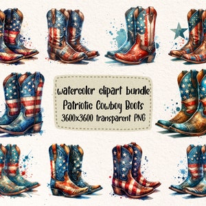 Cowboy Boots Clipart Bundle, Cowboy Boot Aquarell Clipart, transparentes PNG, Sublimation, POD