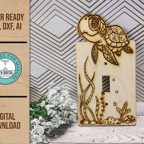 Cute Sea Turtle Light Switch Cover SVG, Glowforge Files, Laser Cut Files, Laser Ready Files