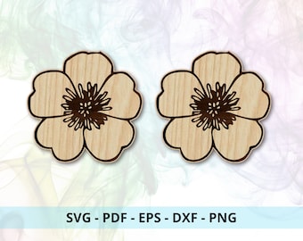 Flower Earring Stud SVG Cut File /Flower Earring SVG / Glowforge Cut File /  Laser Earring Stud svg / Digital SVG / Laser Cut File