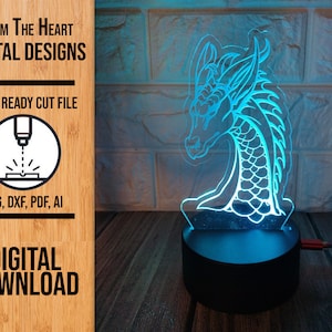 Dragon Edge Lit Night Light SVG Laser Cut File (Digital Download)