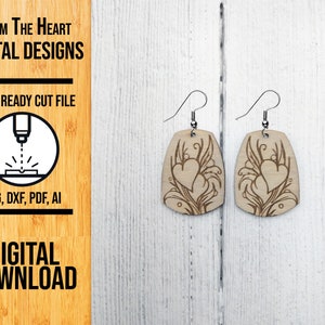Heart Valentine Earring Laser Cut SVG File, Heart Glowforge Earring Cut File, Laser Cut SVG, Laser Cut File
