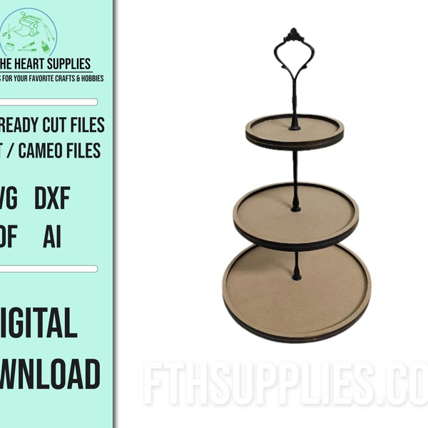 3 Tier Tray SVG Laser Cut File / Tiered Tray SVG / Glowforge Cut File / Laser Cut File / Digital SVG / dxf / pdf / ai / Digital Design File