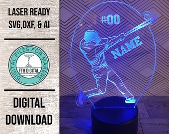 Customizable Baseball Night Light SVG Laser Cut File (Digital Download)