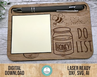 Honey Do List Sticky Note Pad Holder SVG Laser Cut File, Honey Do List Home Sticky Note Pad Holder SVG, Glowforge Cut File