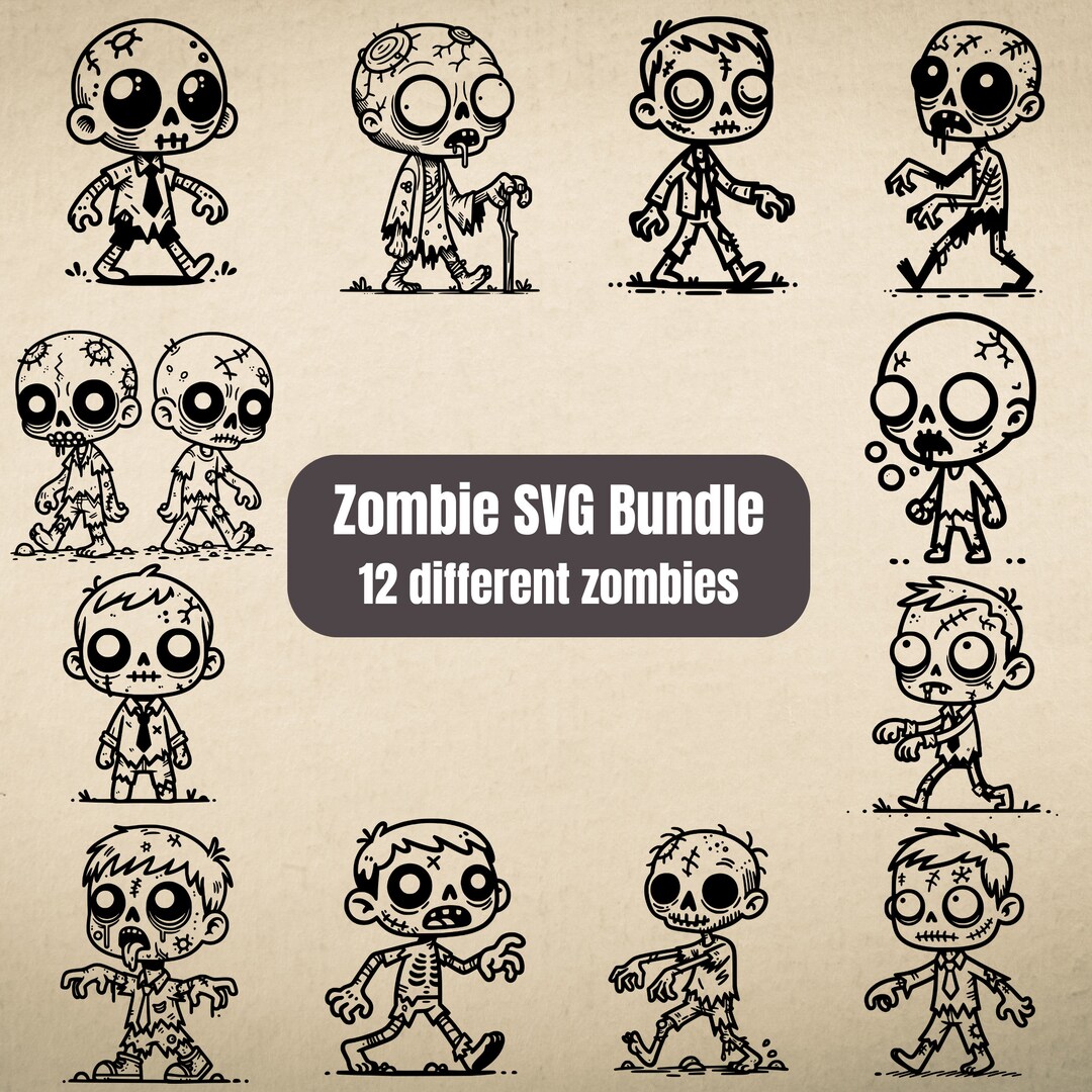 12 Zombie SVG File Bundle for Crafters, Sublimation, T-shirt Designs ...
