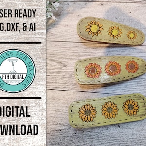 Sunflower Hair Clip Laser Cut File: SVG, AI, DXF (Digital Download)