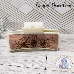 Sunflower Claw Hair Clip Laser Cut File SVG (Digital Download)