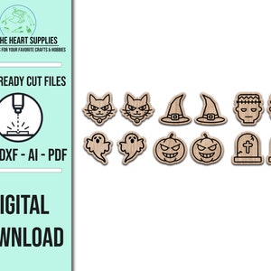 Halloween Stud Earring SVG Template, SVG Cut File, Stud Earring Cut File, Glowforge Laser File, Laser Cut File, Laser SVG File, Halloween