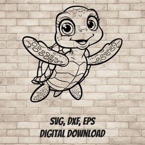 Cute Smiling Baby Sea Turtle SVG Design Element