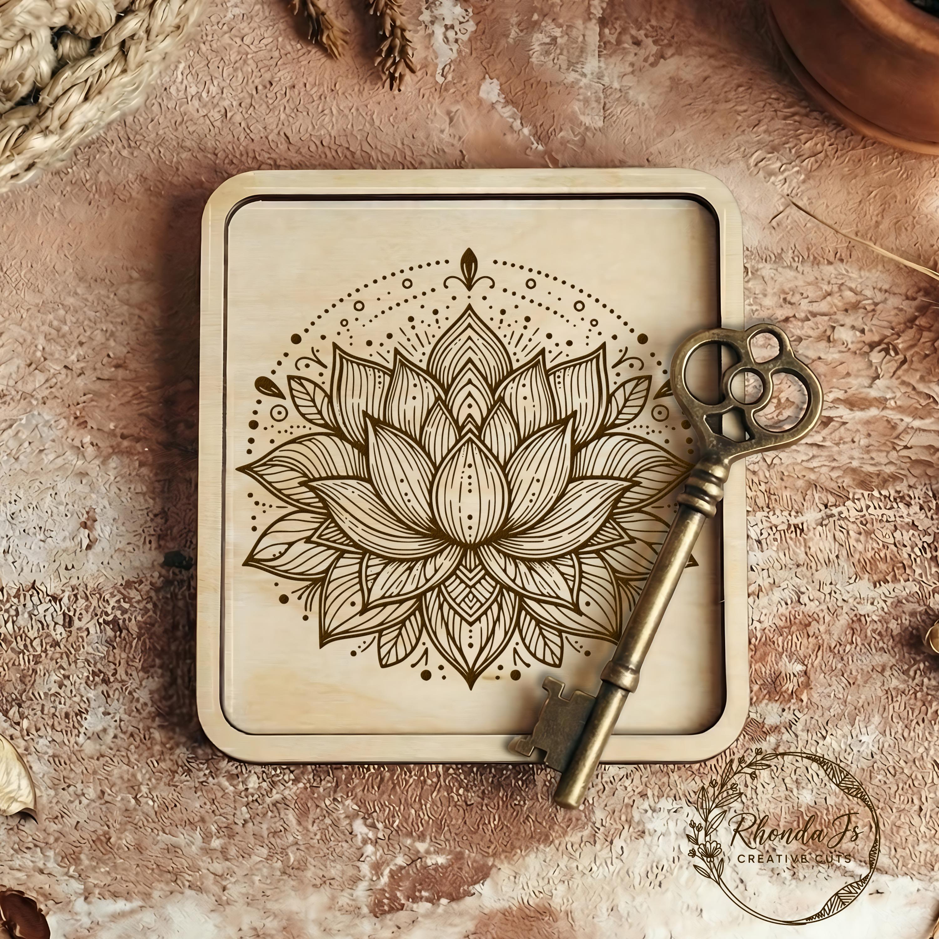 Lotus Flower SVG Laser Engraving File, Mandala SVG, Floral